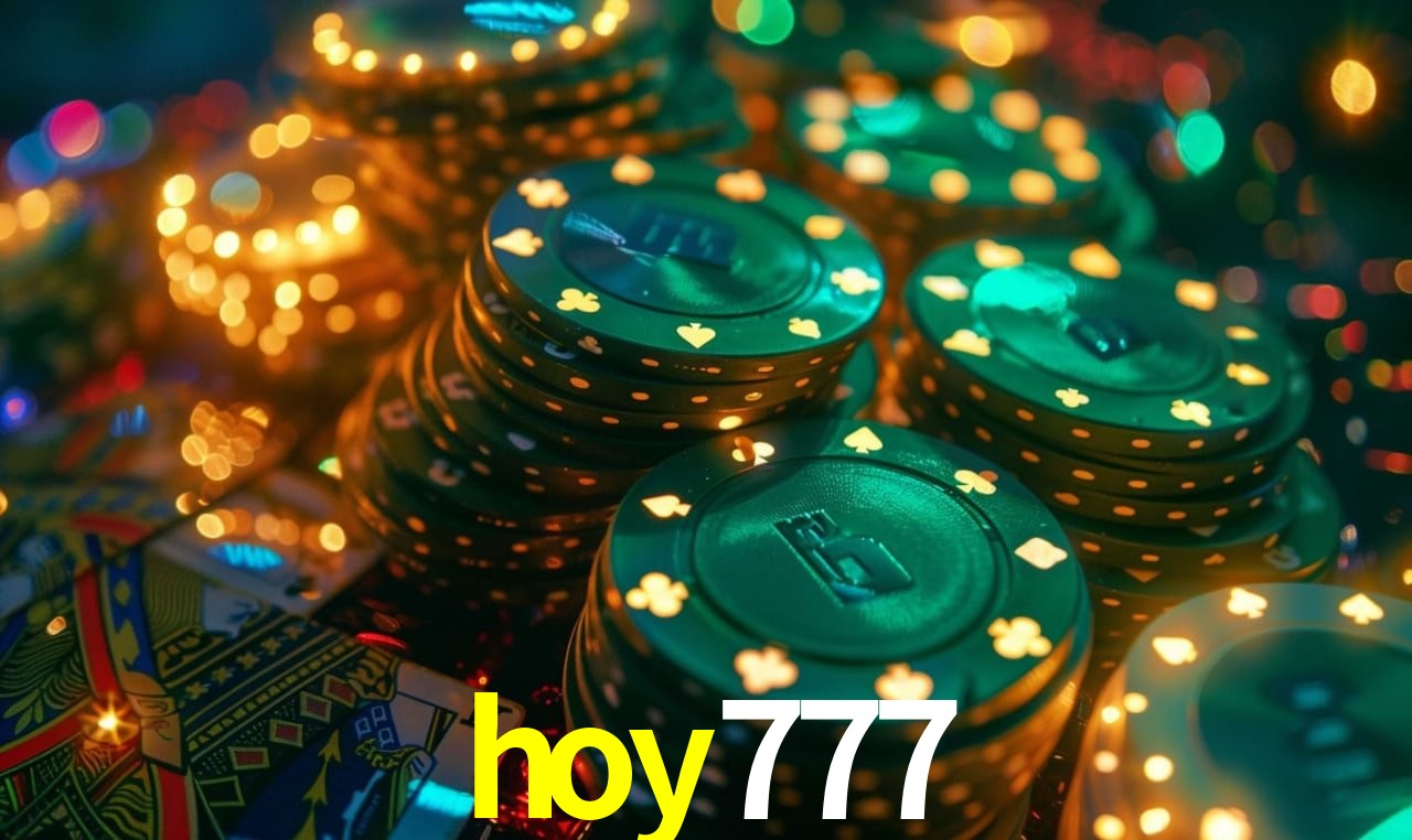 Escena dinámica inspirada en casino con iluminación hoy777, cartas, fichas e íconos de juegos digitales en un espacio moderno de juegos.