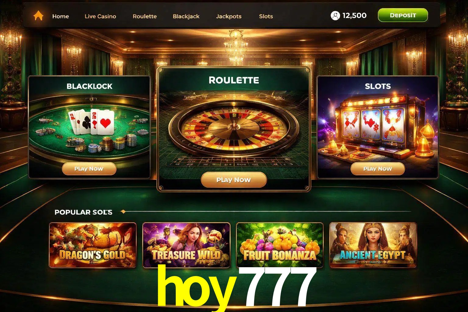 Vista de la plataforma hoy777 Casino mostrando categorías organizadas de juegos en línea